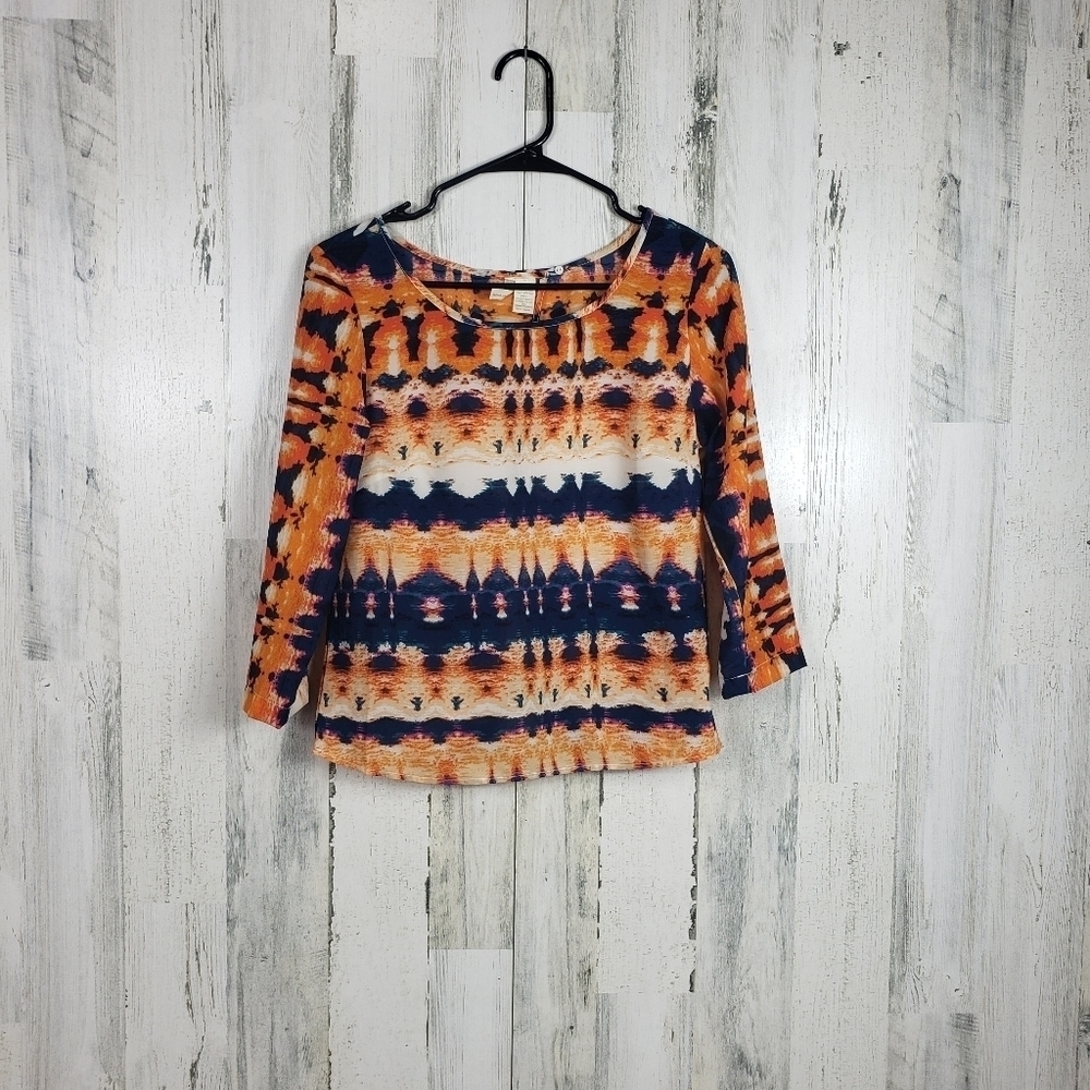 Japna open back bright colorful top size small